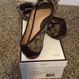 Coach Brown and Tan Signature Flats